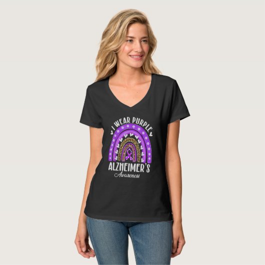 T-shirt I Wear Purple for Alzheimer's Awareness Heart Rain (Devant entier)