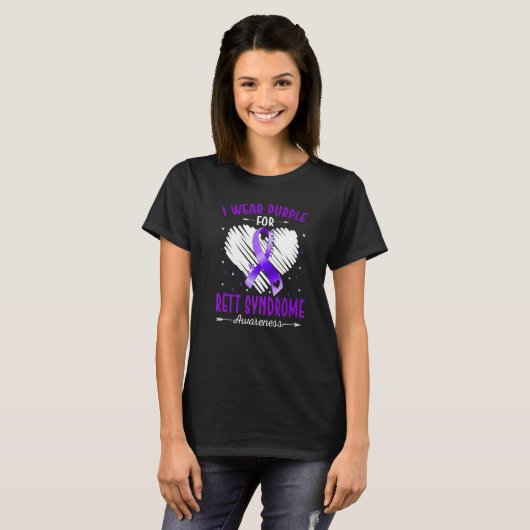 T-shirt I Wear Purple For Rett Syndrome Awareness Ribbon H (Devant entier)