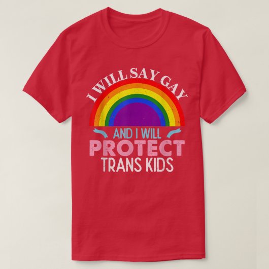 T-shirt I Will Say Gay Protect Trans Kids LGBT Support Men (Design devant)