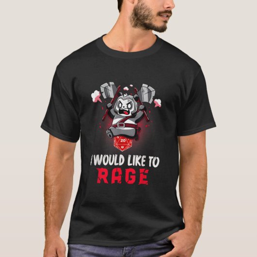 T-shirt I Would Like To Rage Barbarian Panda Tabletop Game (Devant)