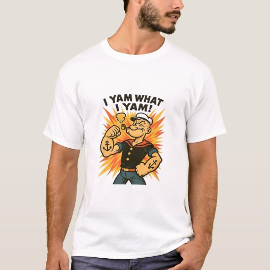 T-shirt I Yam What I Yam Popeye Citation de dessin classiq (Devant)