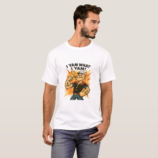 T-shirt I Yam What I Yam Popeye Citation de dessin classiq (Devant entier)