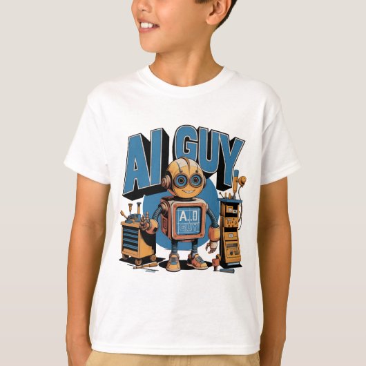 T-shirt IA Guy Robot joueur mécanique Sci fi (Devant)