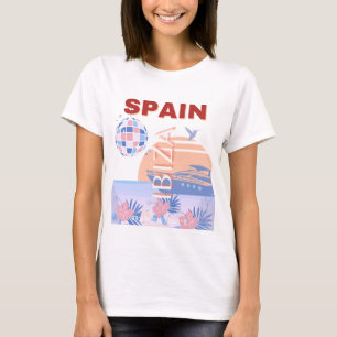 T-shirt Ibiza, Espagne, Art Voyage, Art Rétro, Pastel