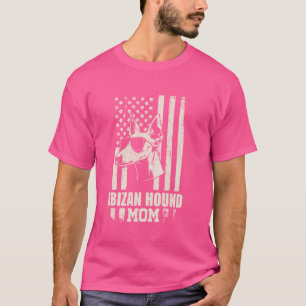 T-shirt Ibizan Hound Dog Mom Drapeaux américains pour femm