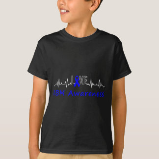 T-shirt Ibm Awareness Blue Ribbon Love Heartbeat Support Q