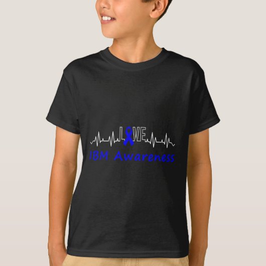 T-shirt Ibm Awareness Blue Ribbon Love Heartbeat Support Q (Devant)