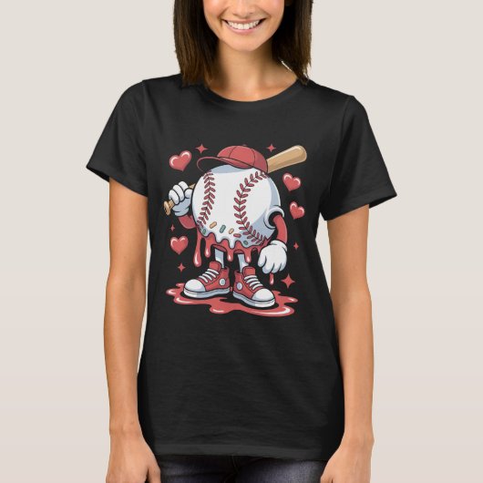 T-shirt Ice Cream Baseball Drip Melting Character Art Ice (Devant)