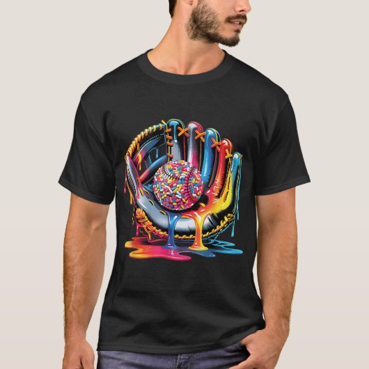 T-shirt Ice Cream Drip Baseball Stuff Baseball Driff Pour (Devant)