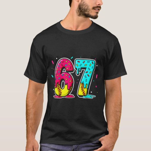 T-shirt Ice Cream Dripng Softball Drip Funny 6 7 Six Seven (Devant)
