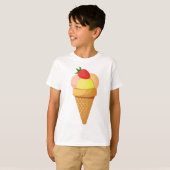 T-shirt Ice cream scoops and strawberry in waffle cone (Devant entier)