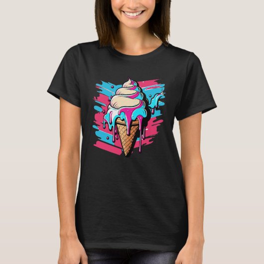 T-shirt Ice Cream Synthwave 80s Retrowave Aesthetic  1 (Devant)