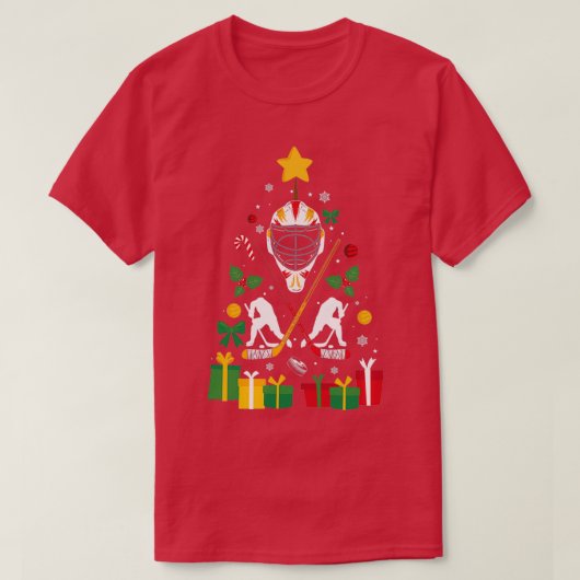 T-shirt Ice Hockey cadeau de Noël Funny ICe Hockey Tree Pu (Design devant)