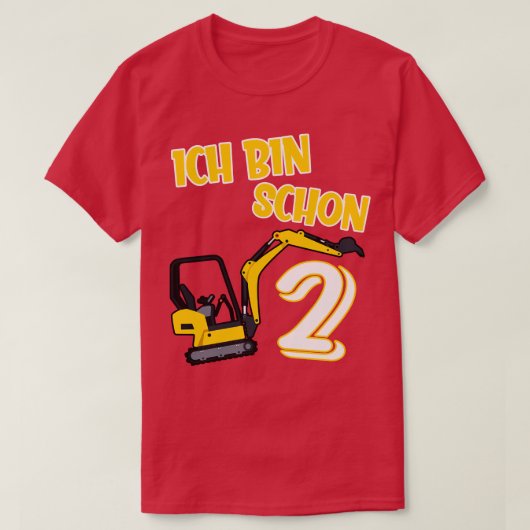 T-shirt Ich bin schon 2 Kindergeburtstag Bagger (Design devant)