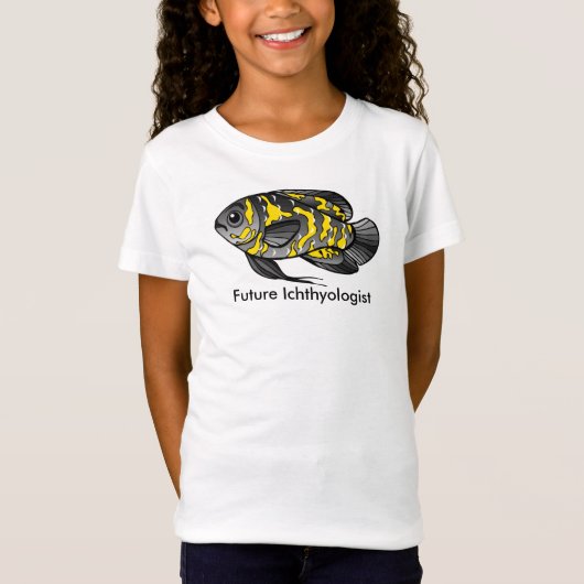 T-Shirt Ichthyologiste futur avec poisson noir et jaune (Devant)