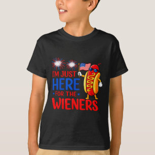 T-shirt Ici hot dog pour les saucisses drôle quatrième jui