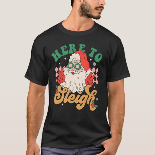 T-shirt Ici Pour Dormir Cool Père Noël Rétro Noël Xm (Devant)