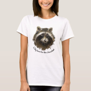 T-shirt Ici pour le chocolat, mignon Raccoon, Animal