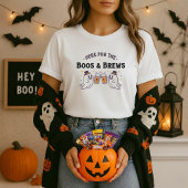 T-shirt Ici pour les Boos & Brews Halloween Tee; Ghost Bee