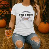 T-shirt Ici pour les Boos & Brews Halloween Tee; Ghost Bee