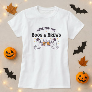 T-shirt Ici pour les Boos & Brews Halloween Tee; Ghost Bee