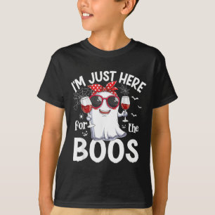 T-shirt Ici pour les boos drôle d'Halloween Femmes Fantôme