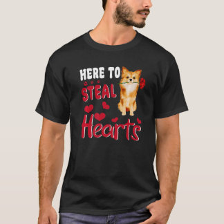T-shirt Ici Pour Voler Les Coeurs Drôle Chien Poméranien V