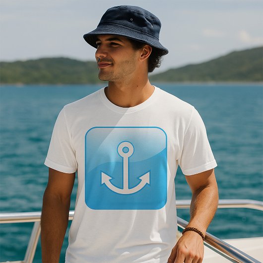 T-shirt Icône Ancre bleue marine moderne