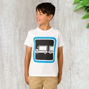 T-shirt Icône bleue de semi-remorque et remorque