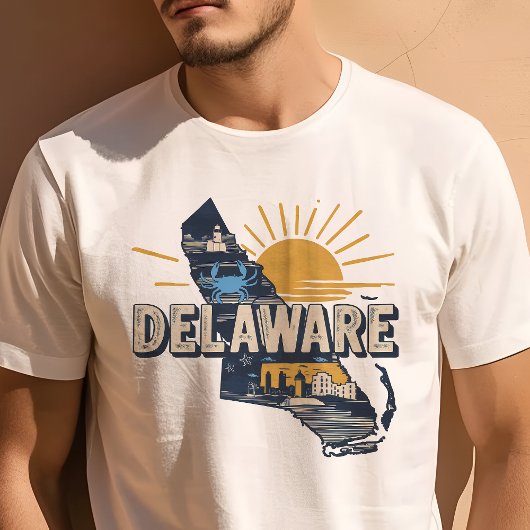 T-shirt Icône de voyage rétro Delaware Graphique