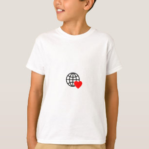 T-shirt Icône Globe Amour Mondial   Conception Terre Cœur 