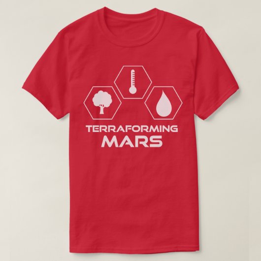 T-shirt Icônes blanches Terraformantes Mars empilées (Design devant)