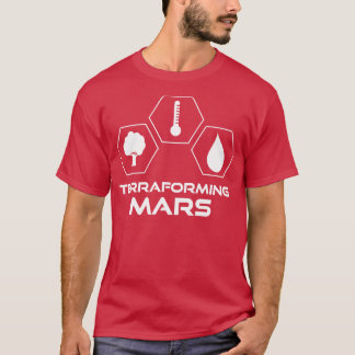T-shirt Icônes blanches Terraformantes Mars empilées