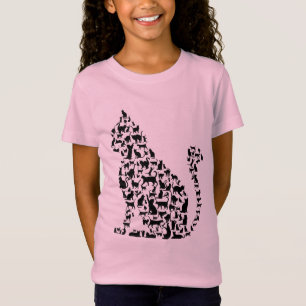 T-Shirt Icônes de chat Illustration Design noir et blanc T