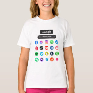 T-shirt Icônes de médias sociaux tendance Google barre de 