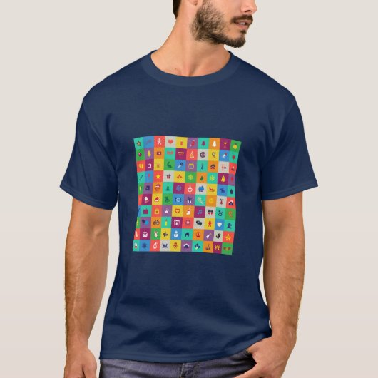 T-shirt Icônes de Noël multicolores (Devant)