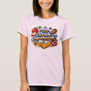 T-shirt 🍯 🍎🐟 Icônes joyeuses de Roch Hachana