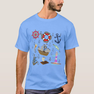 T-shirt Icônes océaniques minimes - Design esthétique des 