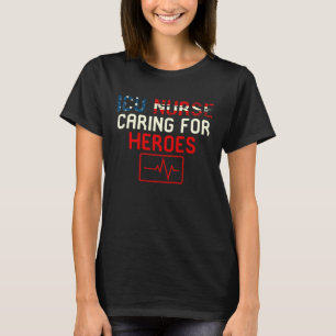 T-shirt ICU Nurse American Flag Heartbeat Soin pour héros