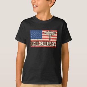 T-shirt ICU Nurse Medicine Urgence Drapeau américain drôle