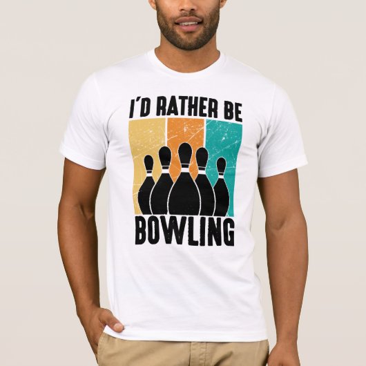 T-shirt "I'd Rather Be Bowling" Retro Sunset (Devant)