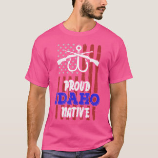 T-shirt Idaho Amérindiens Pêche Rod Chasse Fusil Américain