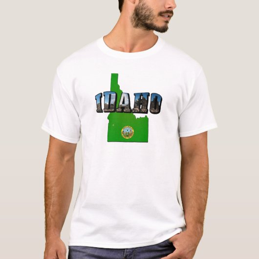 T-shirt Idaho Carte, sceau et texte de l'image (Devant)