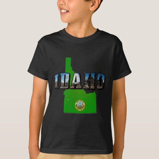 T-shirt Idaho Carte, sceau et texte de l'image (Devant)