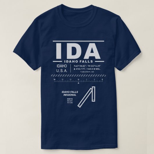 T-shirt Idaho Falls Regional Airport IDA (Design devant)