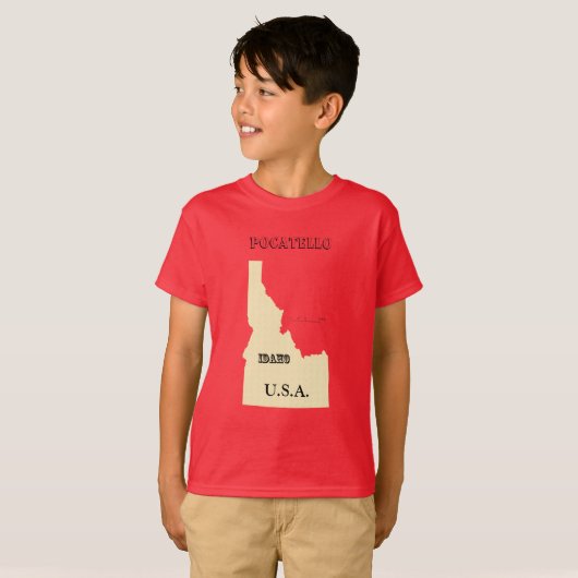 T-shirt - Idaho Map met City (Voorkant volledig)