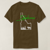 T-shirt Idahome Tree Elk Silhouette Carte Plan Plan Cool I (Design devant)
