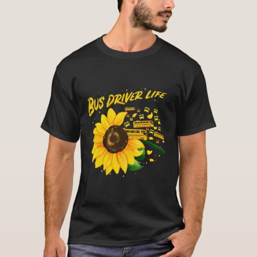 T-shirt Idée cadeau de conducteur de bus de tournesol (Devant)