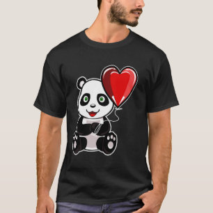 T-shirt Idée cadeau panda de la Saint-Valentin avec ballon