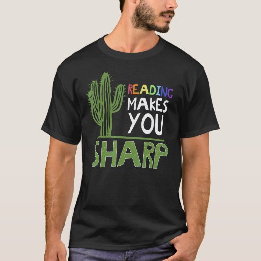 T-shirt Idée cadeau professeur cactus pointu lecture migno (Devant)
